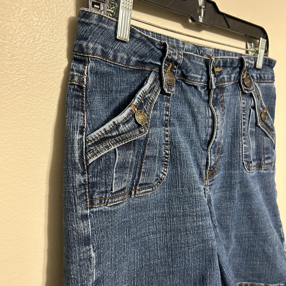 Kikst Jeans Women's Denim Shorts Size 8 Blue Cargo Pockets Y2K Bermuda Casual - Picture 2 of 11